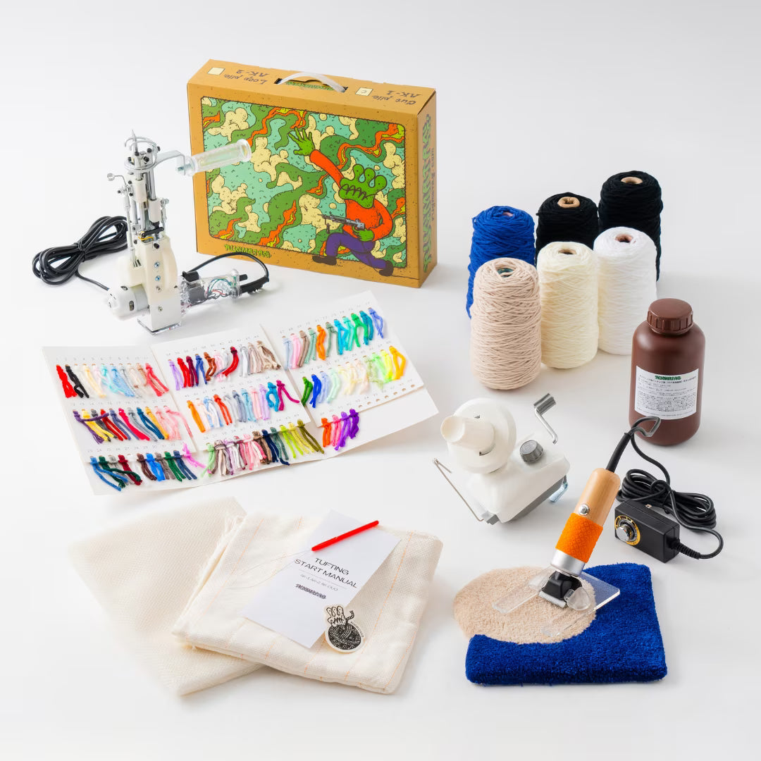 タフティングガンAK-1、毛糸・基布・接着剤が揃ったRUGMATAGスターターセット