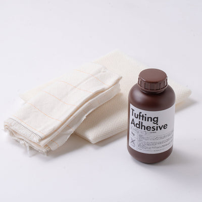 タフティング資材おまかせ3点セット。タフティングクロス（基布）・裏地・接着剤のセット商品